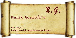 Malik Gusztáv névjegykártya